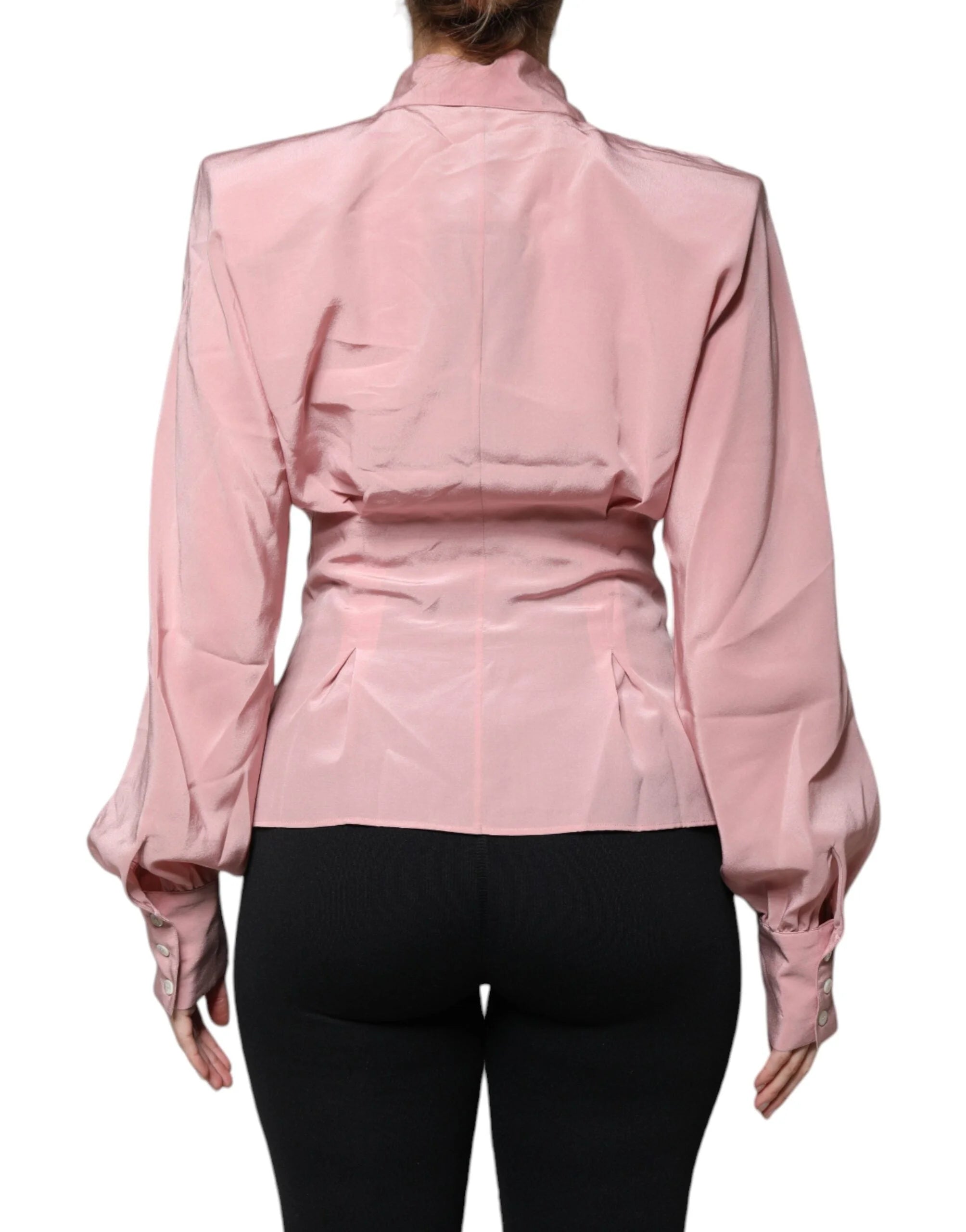 Dolce & Gabbana Pink Cotton Long Sleeves Collared Blouse Top - IT40|S - Blouses