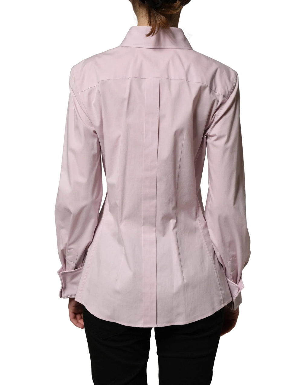 Dolce & Gabbana Pink Cotton Long Sleeves Collared Shirt Top - IT36|XXS