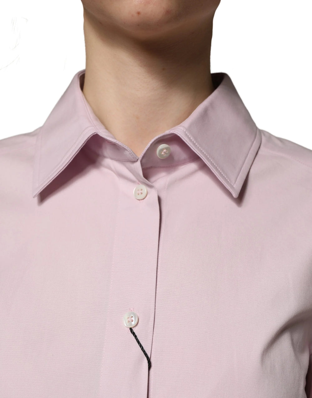 Dolce & Gabbana Pink Cotton Long Sleeves Collared Shirt Top - IT36|XXS