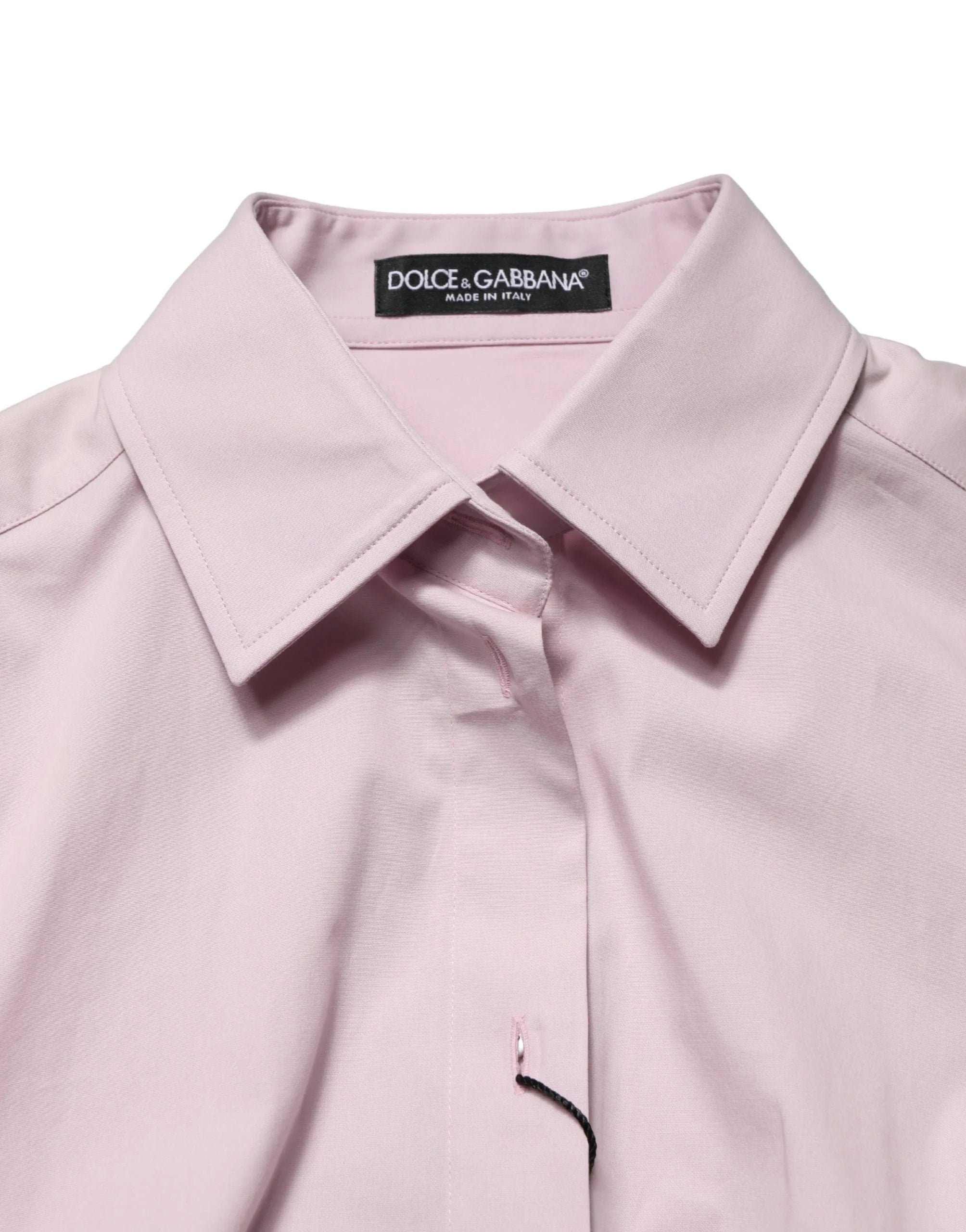 Dolce & Gabbana Pink Cotton Long Sleeves Collared Shirt Top - IT36|XXS