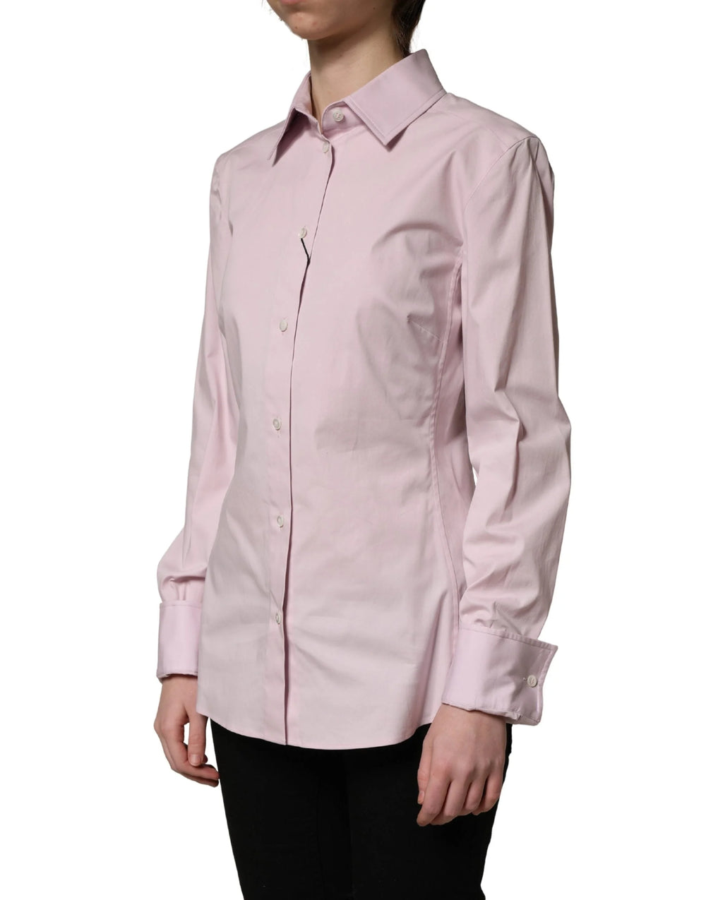 Dolce & Gabbana Pink Cotton Long Sleeves Collared Shirt Top - IT36|XXS