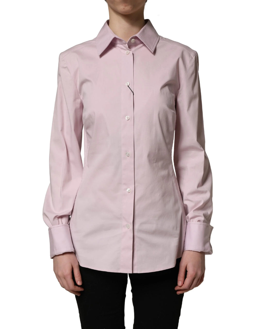 Dolce & Gabbana Pink Cotton Long Sleeves Collared Shirt Top - IT36|XXS