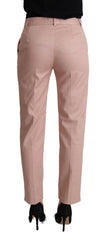 Dolce & Gabbana Pink Cotton Mid Waist Trouser Tapered Pants - IT36 | XS - Trousers