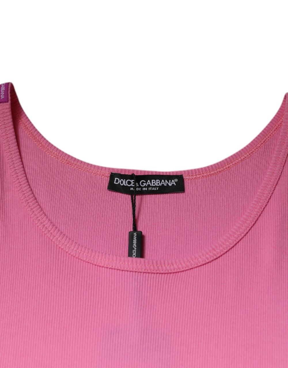 Dolce & Gabbana Pink Cotton Round Neck Sleeveless T-shirt - IT54 | XL - Tank Tops