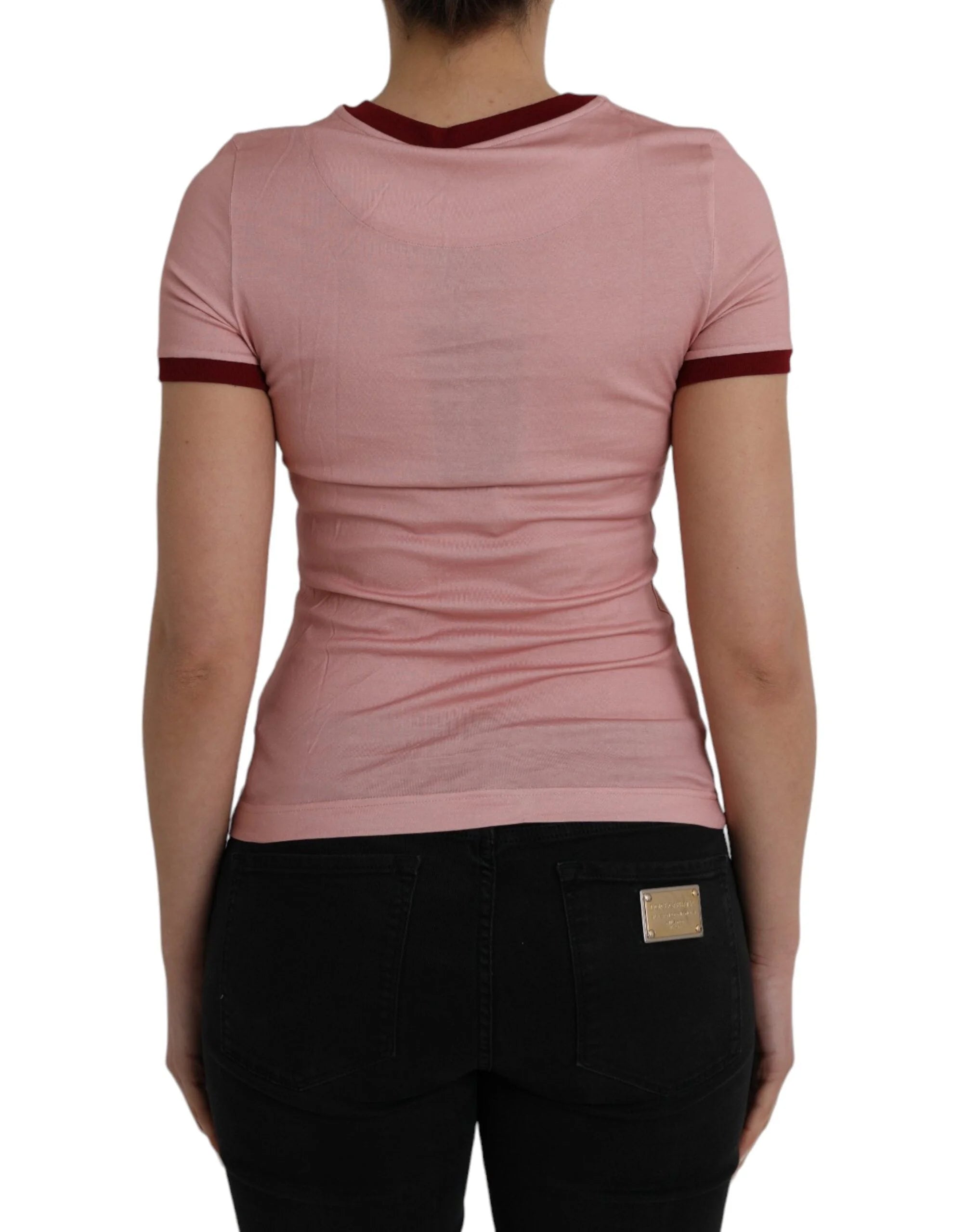 Dolce & Gabbana Pink Cotton Short Sleeves Crew Neck T-shirt - IT36 | XS - T-Shirts