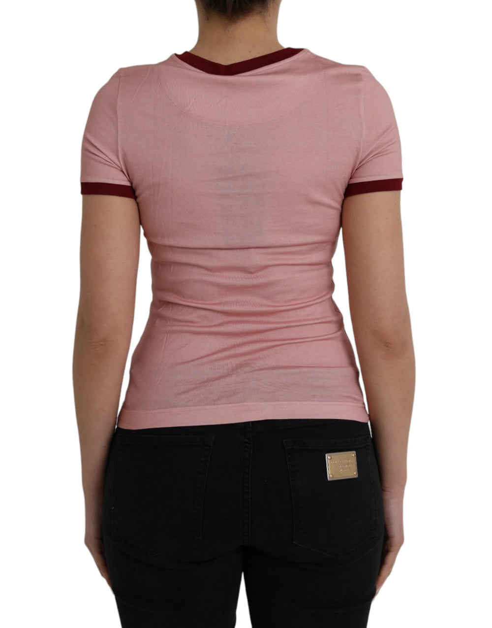 Dolce & Gabbana Pink Cotton Short Sleeves Crew Neck T-shirt - IT36 | XS - T-Shirts