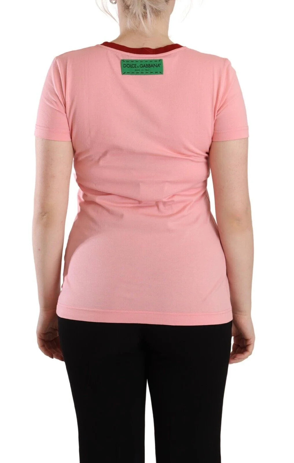 Dolce & Gabbana Pink Cotton Short Sleeves Crewneck T-shirt Top - IT38|XS - T-Shirts