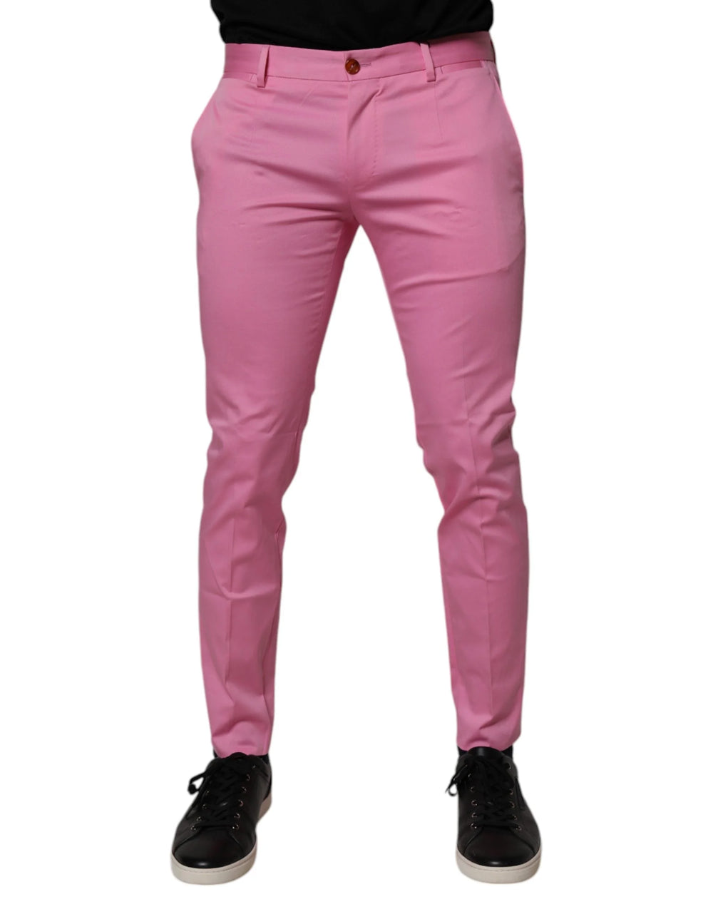 Dolce & Gabbana Pink Cotton Slim Fit Men Dress Formal Pants - IT48 | M - Trousers