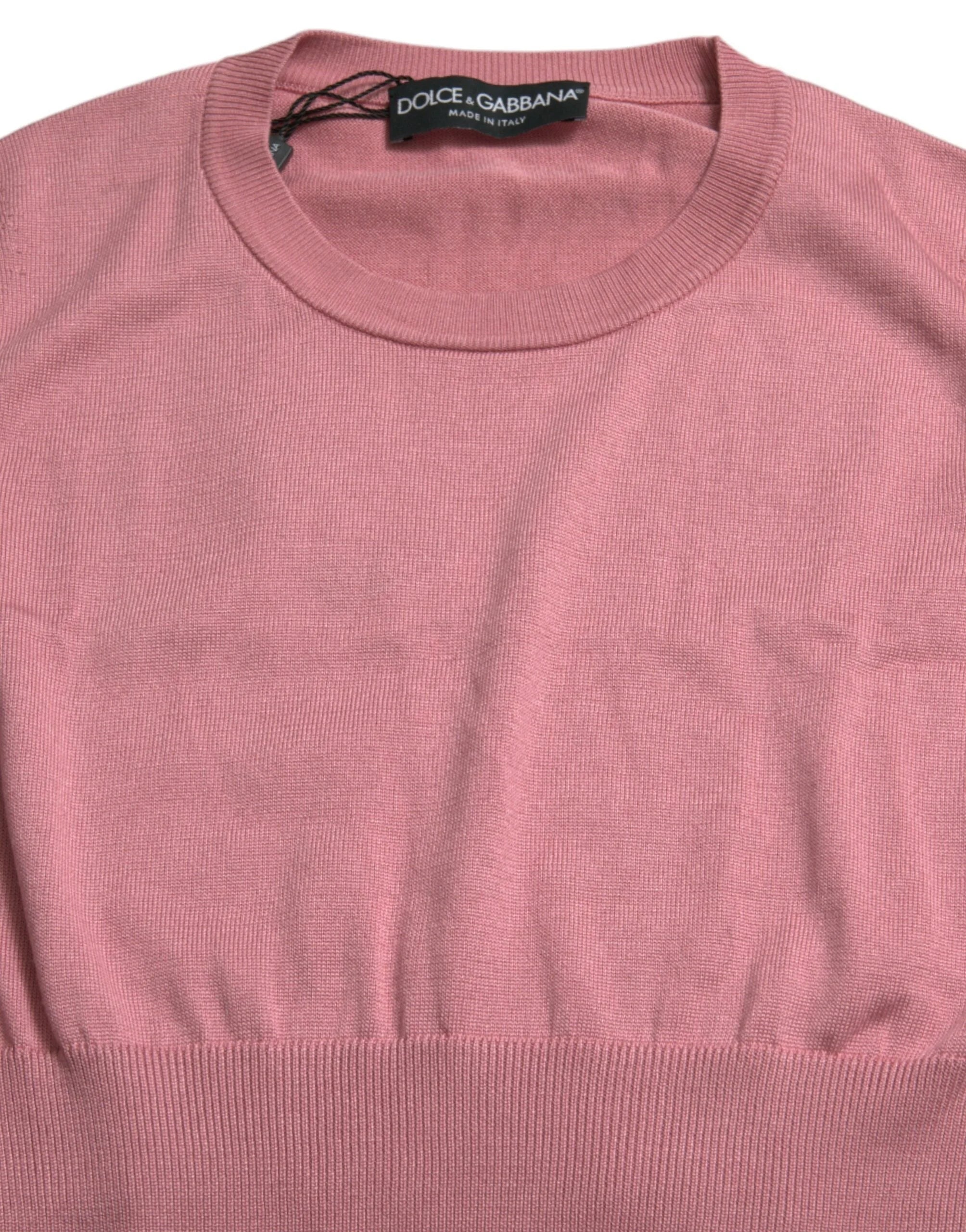 Dolce & Gabbana Pink Crew Neck Cropped Sleeveless Tank Top - Tank Tops