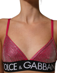 Dolce & Gabbana Pink Crystal Embellished Bralette Crop Top