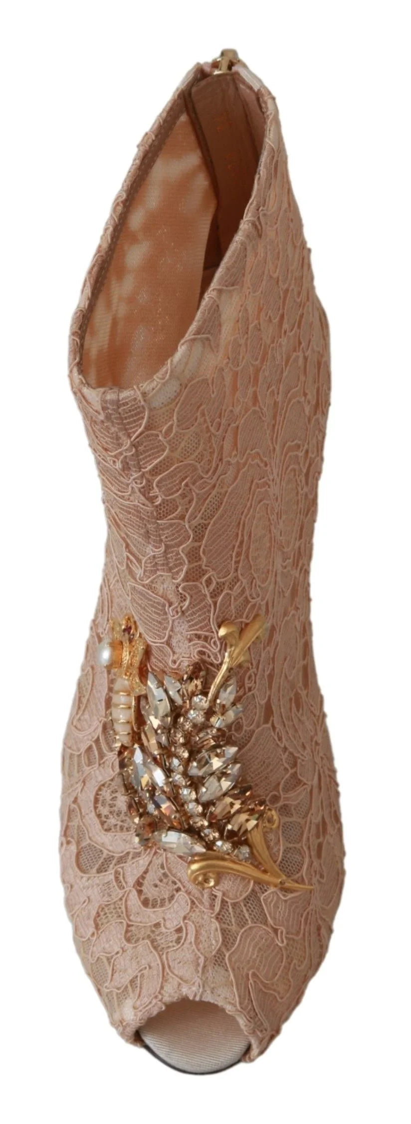 Dolce & Gabbana Pink Crystal Lace Booties Stilettos Shoes - EU36/US5.5