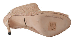 Dolce & Gabbana Pink Crystal Lace Booties Stilettos Shoes - EU36/US5.5