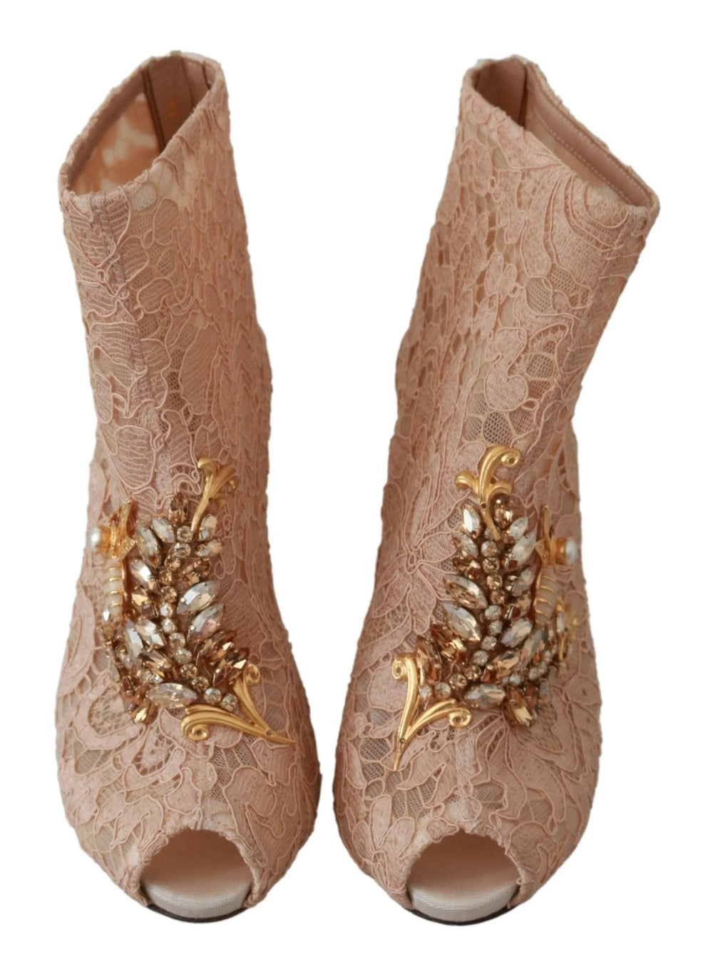 Dolce & Gabbana Pink Crystal Lace Booties Stilettos Shoes - EU36/US5.5