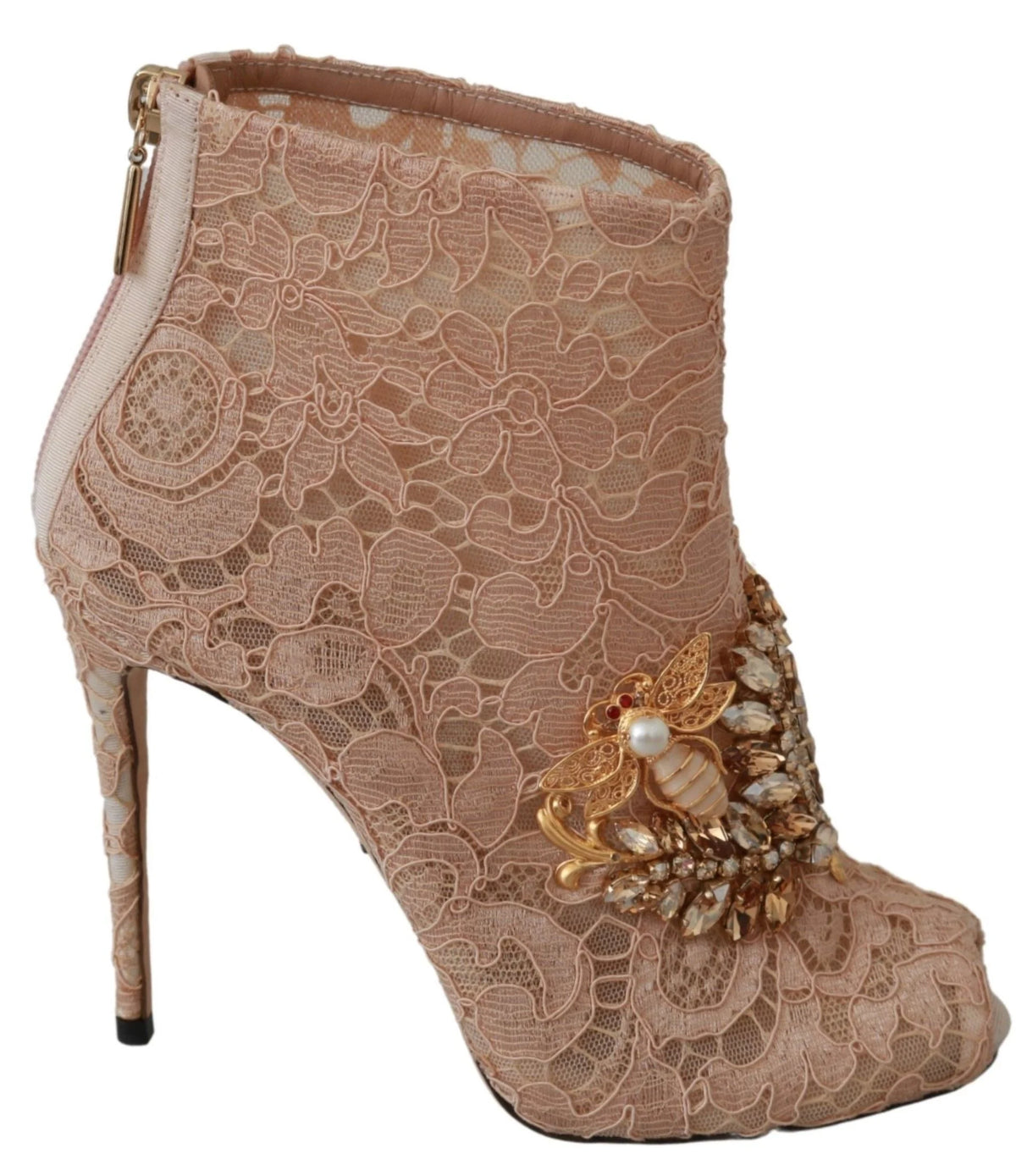 Dolce & Gabbana Pink Crystal Lace Booties Stilettos Shoes - EU36/US5.5 - Boots