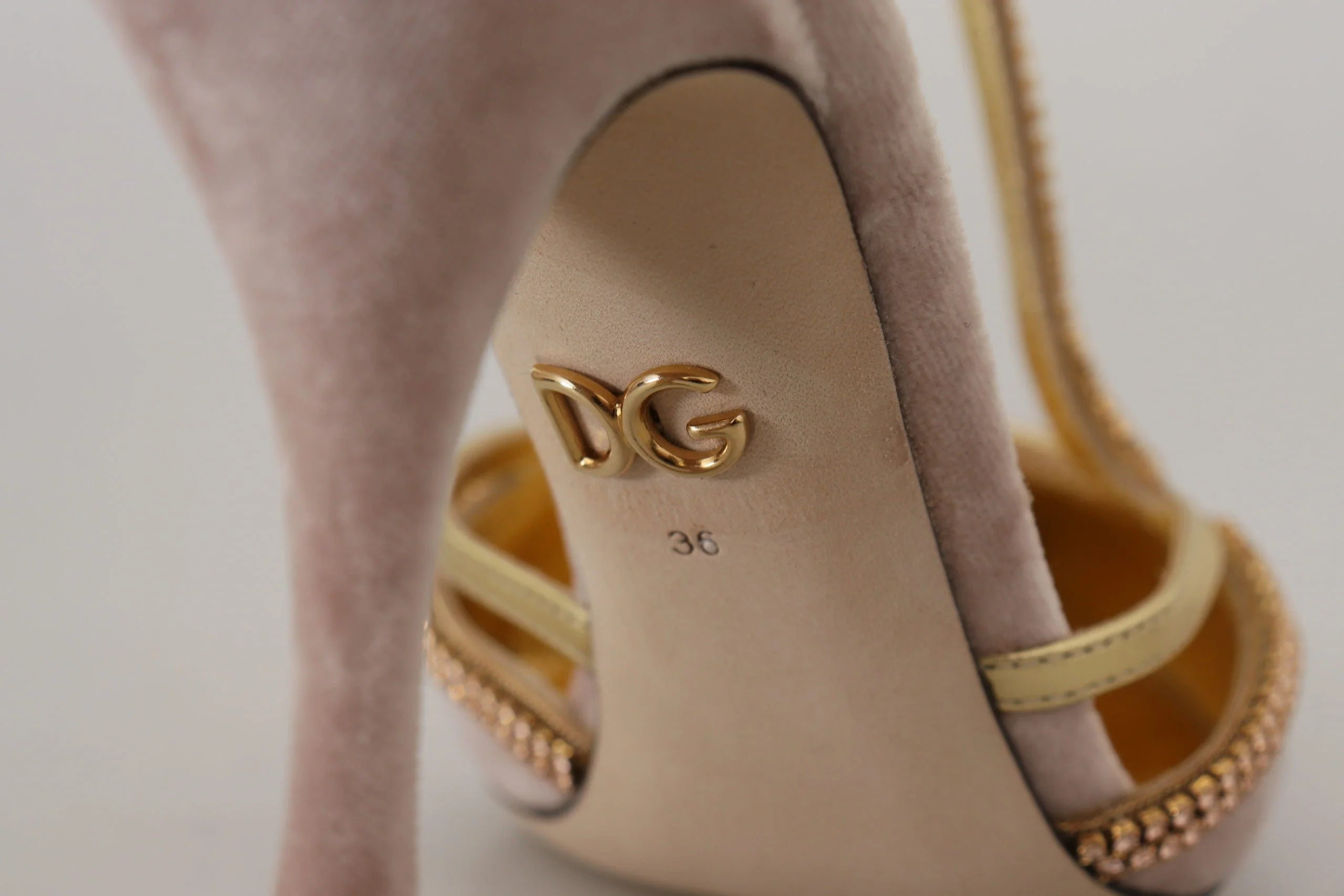 Dolce & Gabbana Pink Crystal T-strap Heels Pumps Shoes - EU36/US5.5