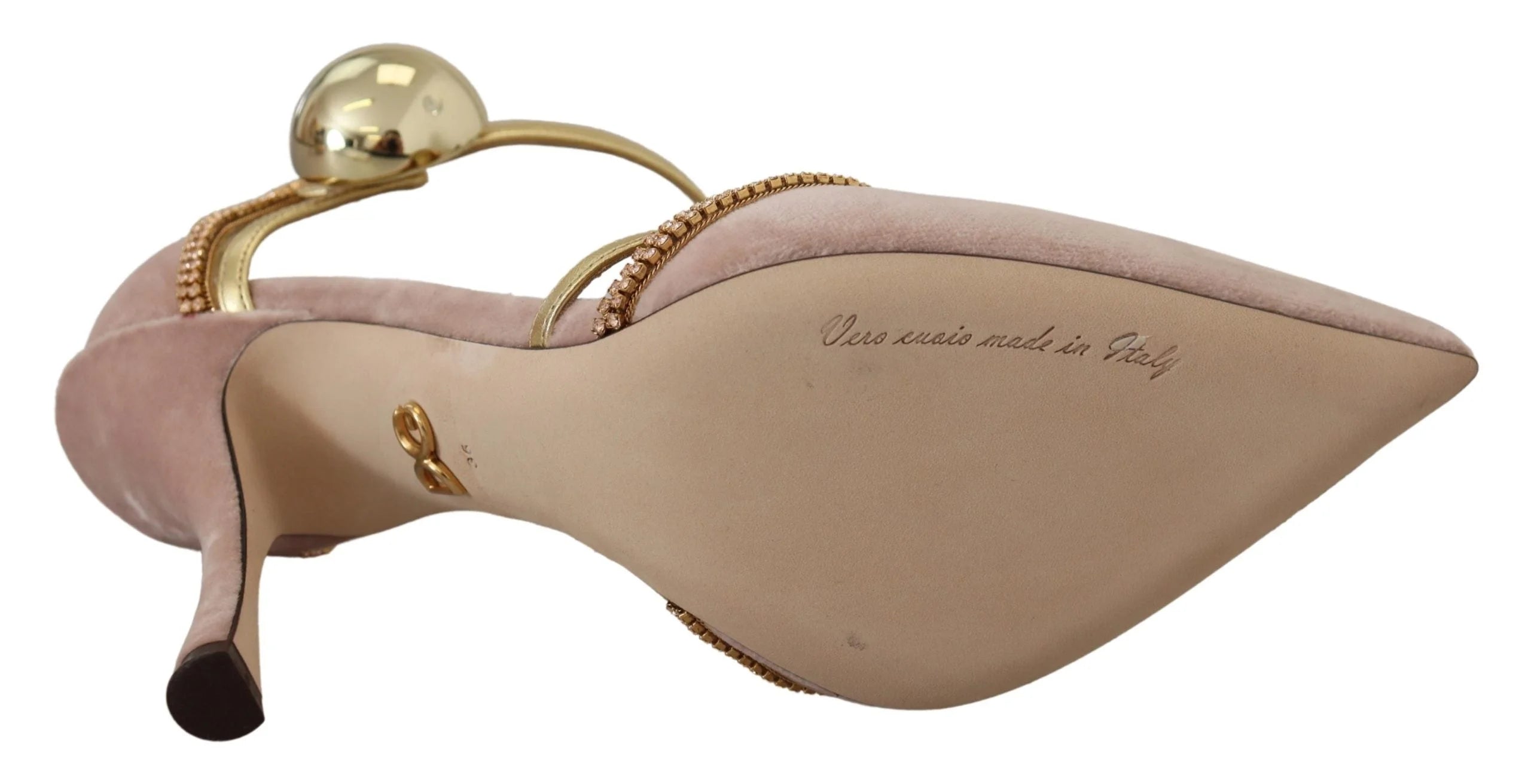 Dolce & Gabbana Pink Crystal T-strap Heels Pumps Shoes - EU36/US5.5