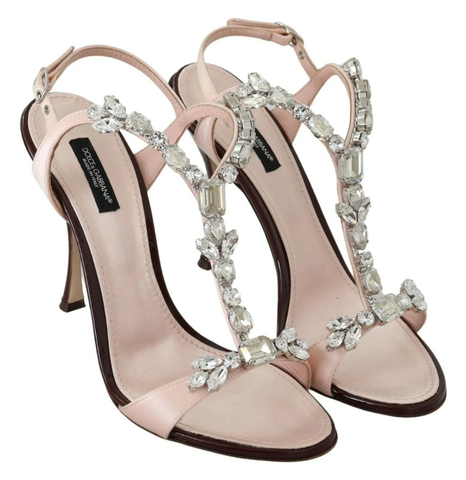 Dolce & Gabbana Pink Crystals Heels Keira Sandals - Sandals