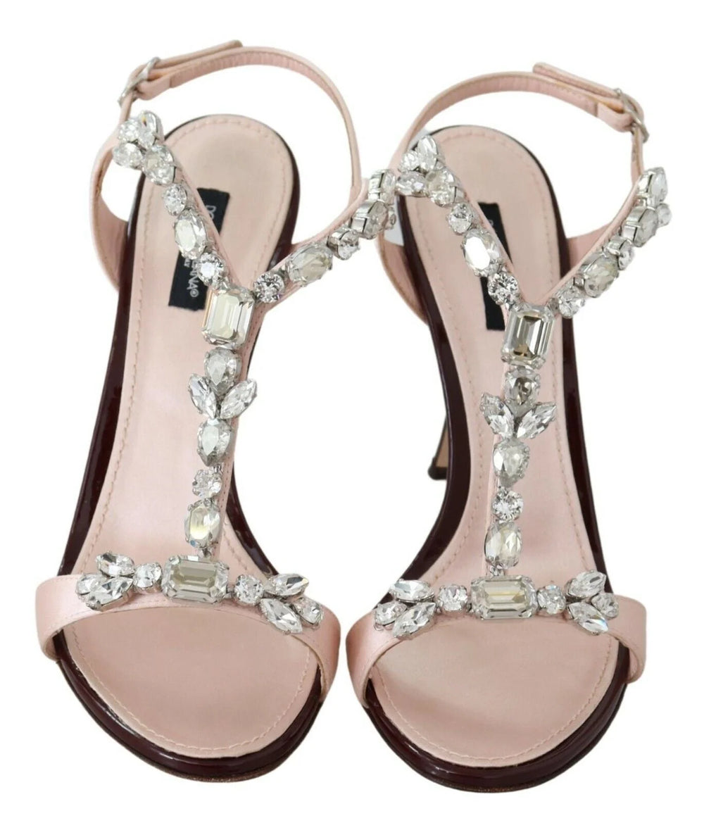 Dolce & Gabbana Pink Crystals Heels Keira Sandals - Sandals