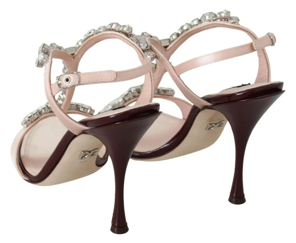 Dolce & Gabbana Pink Crystals Heels Keira Sandals - Sandals