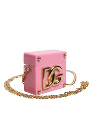 Dolce & Gabbana Pink DG Logo Plaque Cover Gold Chain Airpods Case