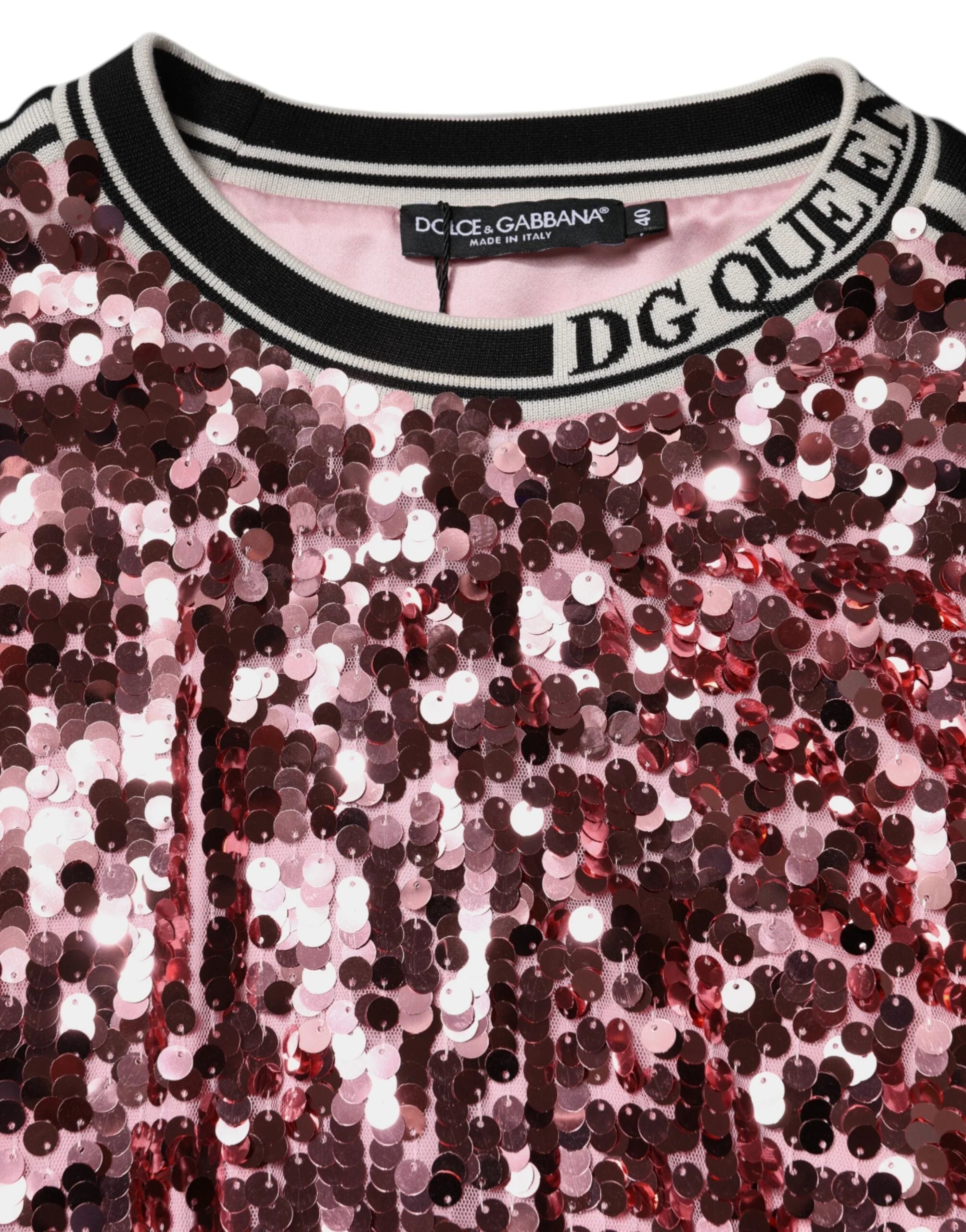 Dolce & Gabbana Pink DG Queen Sequin Pullover Sweater - Sweaters