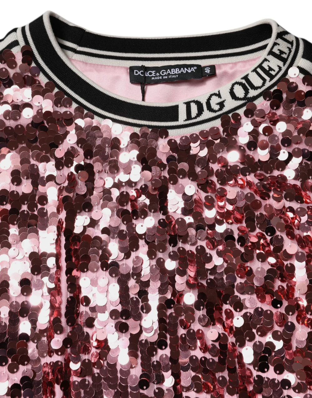 Dolce & Gabbana Pink DG Queen Sequin Pullover Sweater - Sweaters