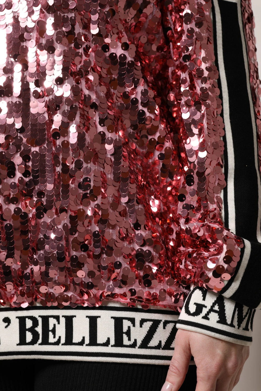 Dolce & Gabbana Pink DG Queen Sequin Pullover Sweater - Sweaters