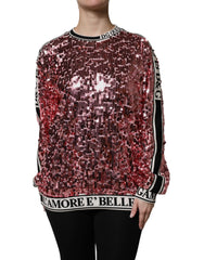 Dolce & Gabbana Pink DG Queen Sequin Pullover Sweater - Sweaters