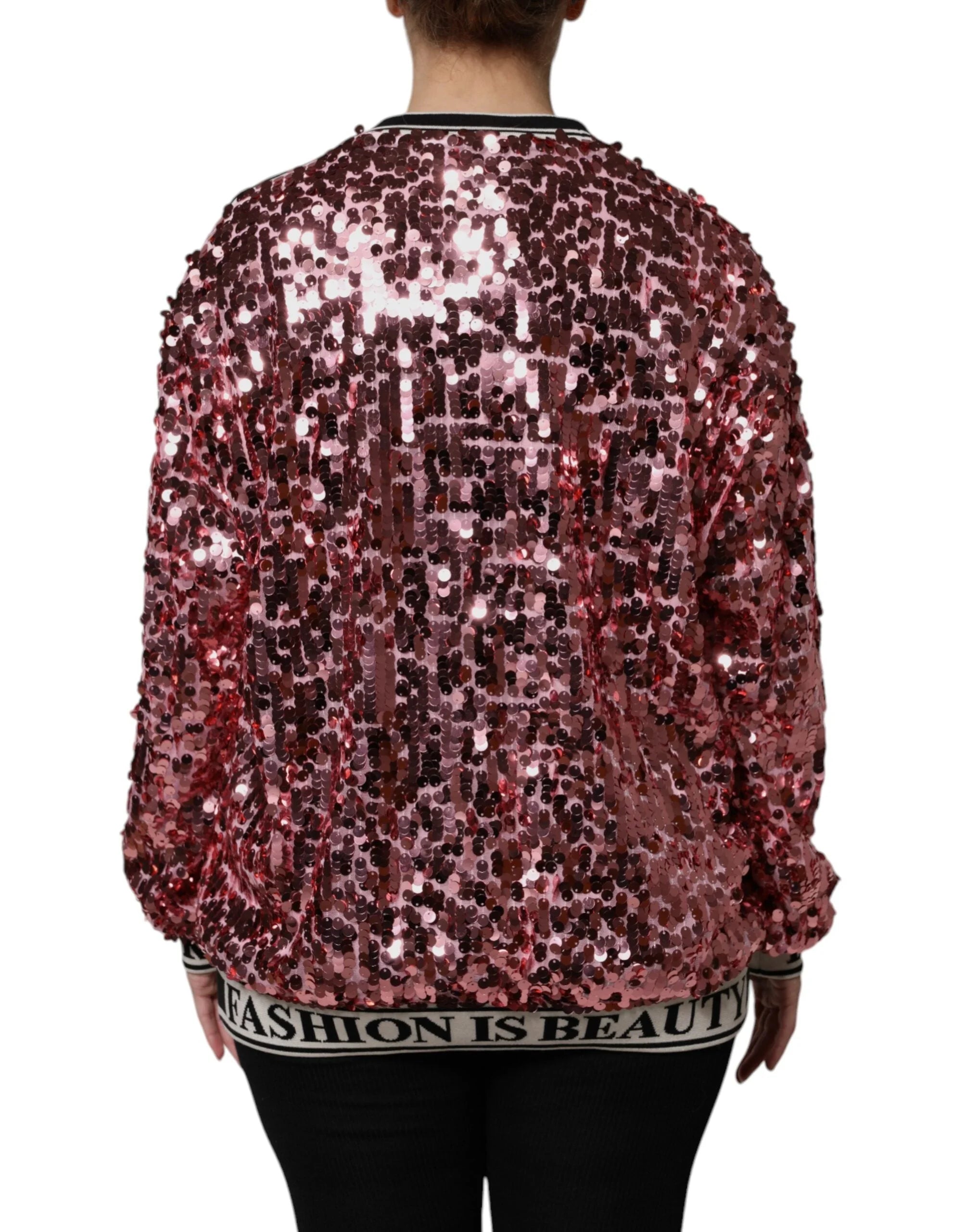 Dolce & Gabbana Pink DG Queen Sequin Pullover Sweater - Sweaters