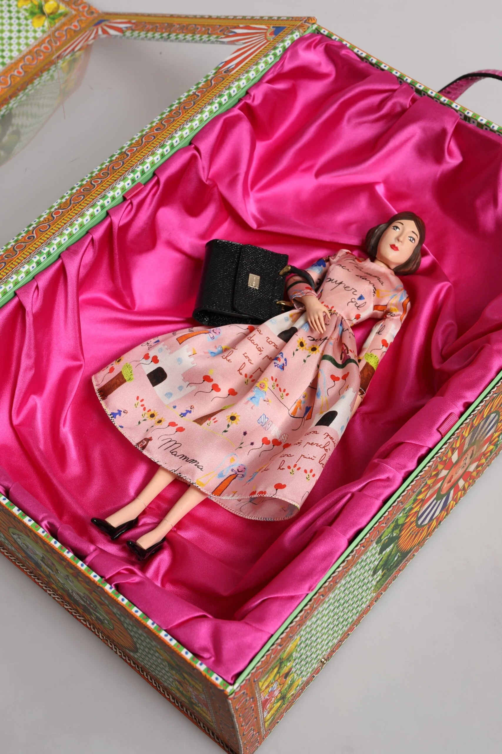 Dolce & Gabbana Pink Dress Ceramic Porcelain Fashion Leather Sicily Dolls - Dollhouse Accessories