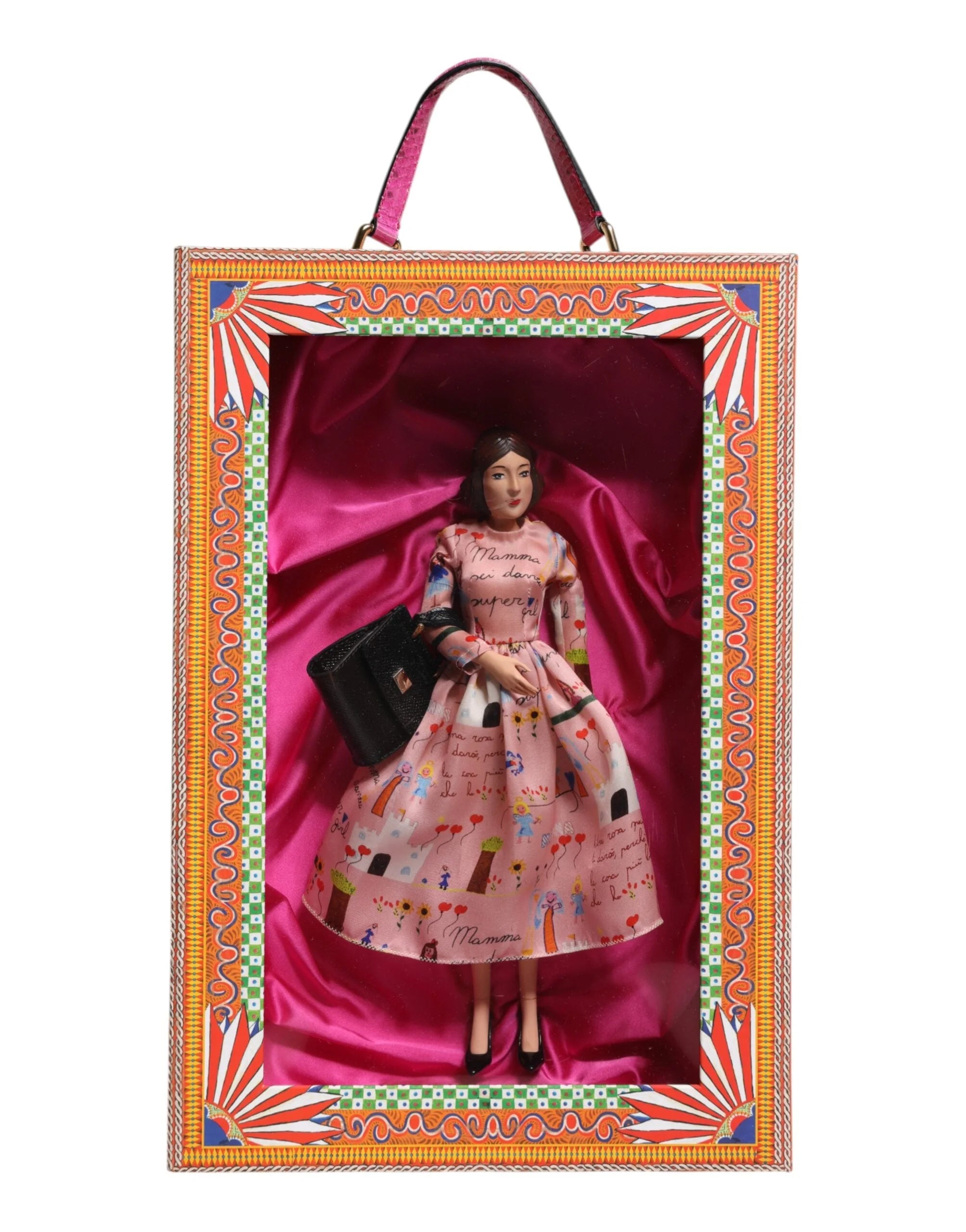 Dolce & Gabbana Pink Dress Ceramic Porcelain Fashion Leather Sicily Dolls - Dollhouse Accessories
