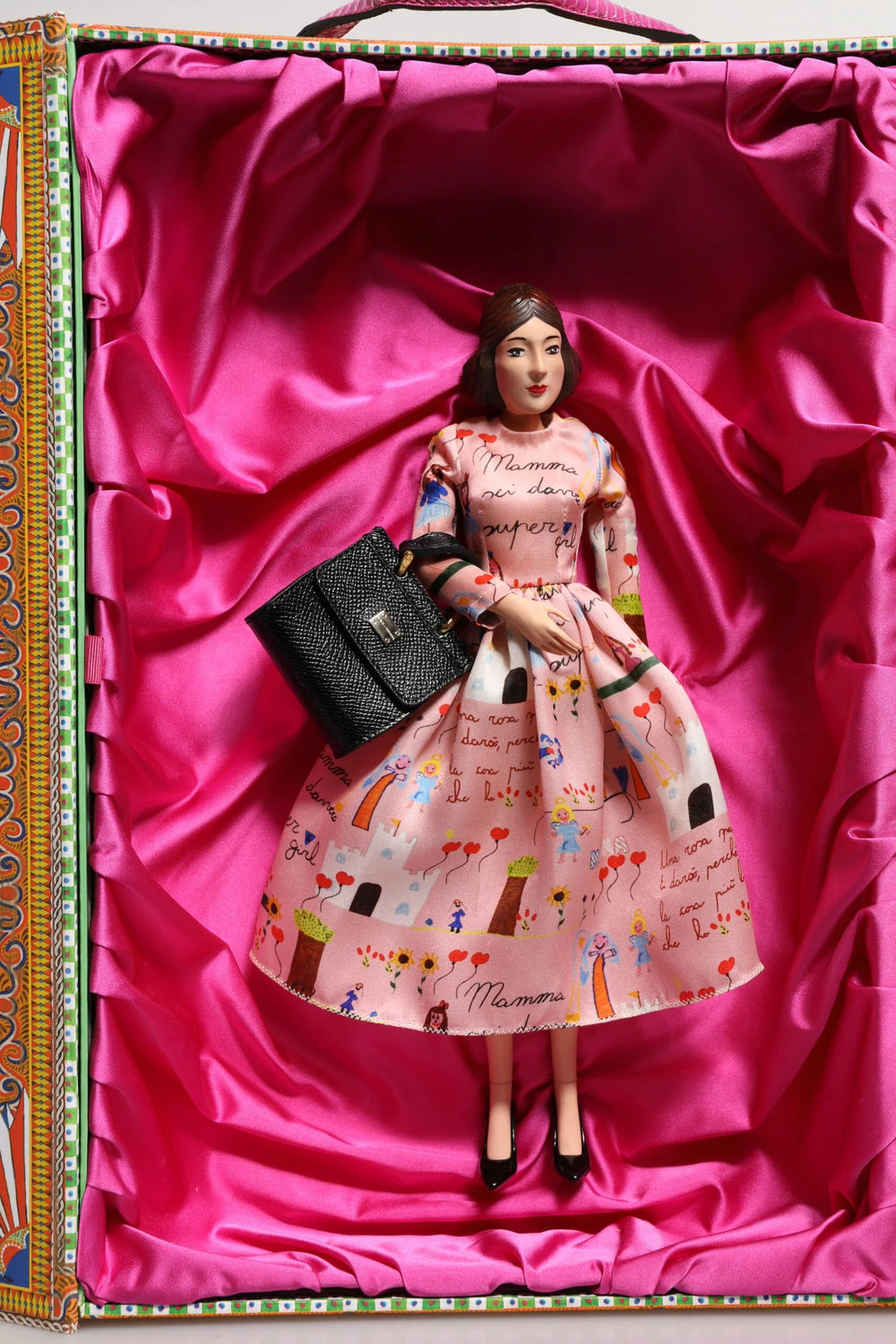 Dolce & Gabbana Pink Dress Ceramic Porcelain Fashion Leather Sicily Dolls - Dollhouse Accessories