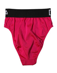 Dolce & Gabbana Pink Embellished High-Waist Brief Logo Underwear