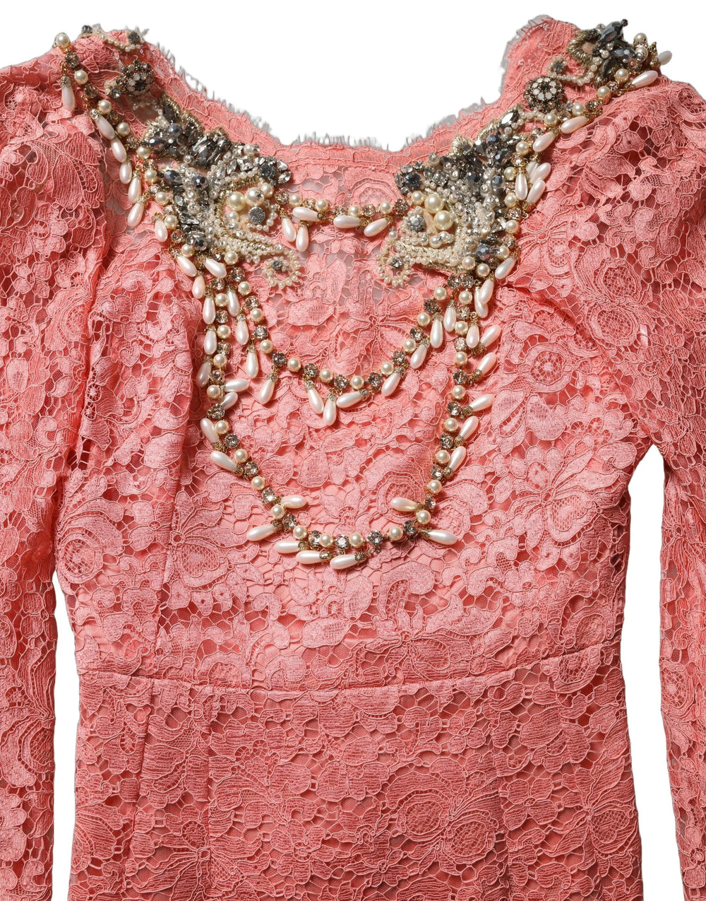 Dolce & Gabbana Pink Embellished Mermaid Lace Gown Dress - IT40|S