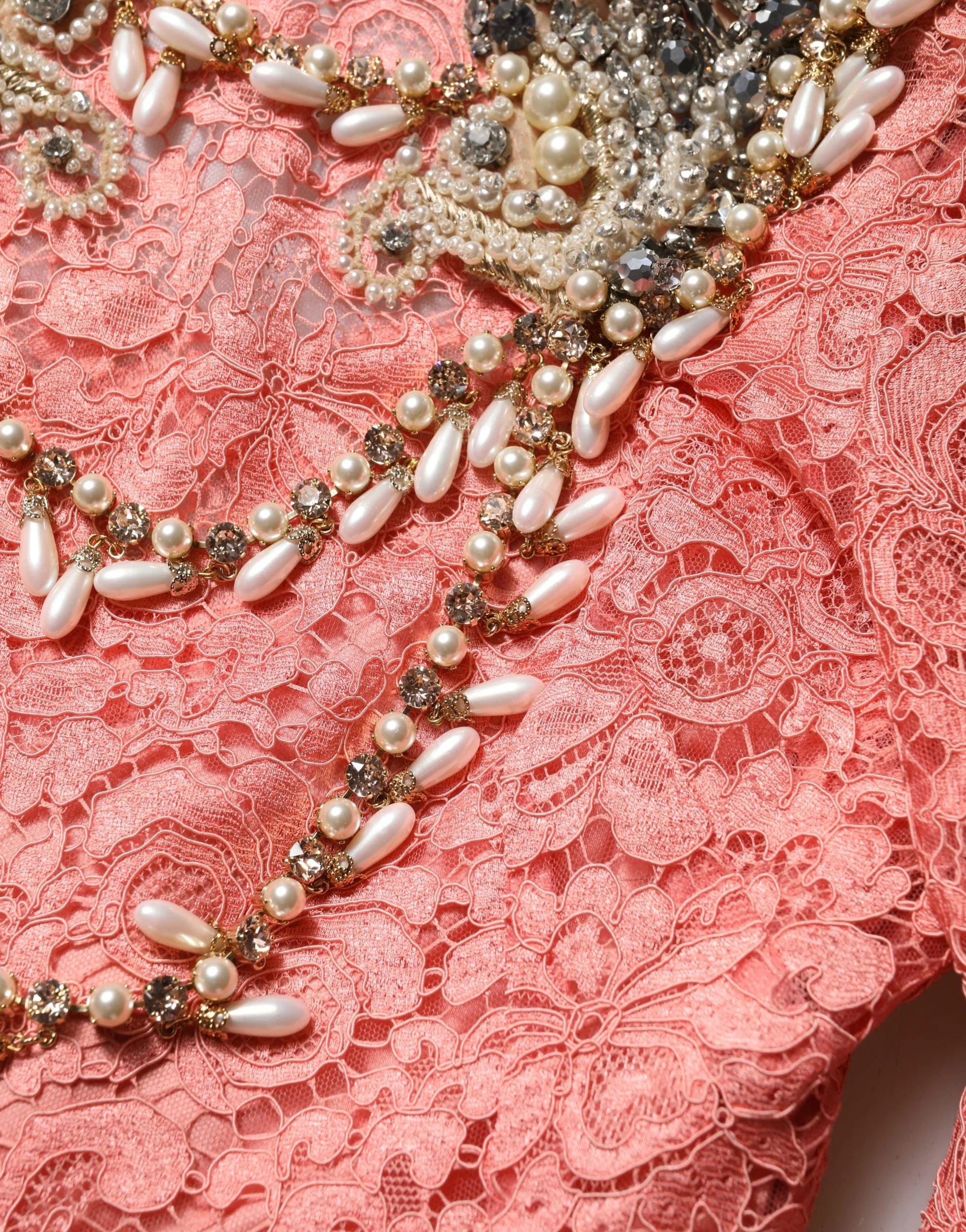Dolce & Gabbana Pink Embellished Mermaid Lace Gown Dress - IT40|S