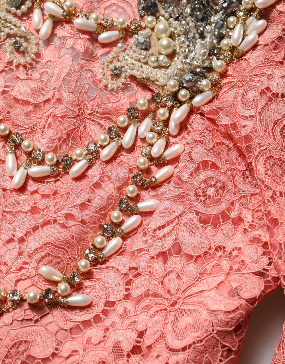 Dolce & Gabbana Pink Embellished Mermaid Lace Gown Dress - IT40|S
