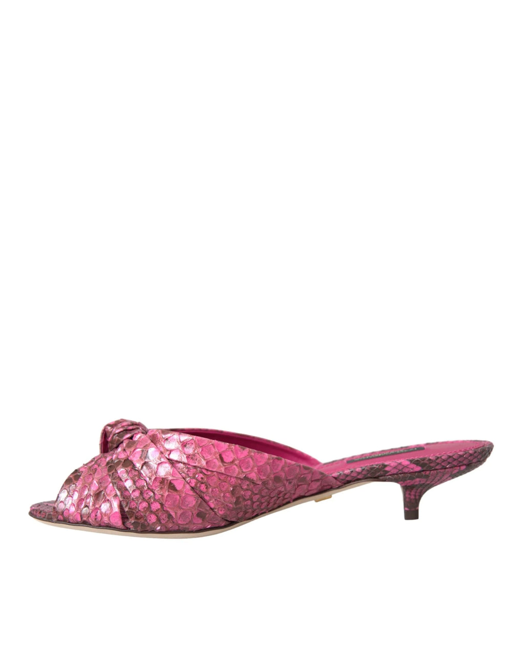 Dolce & Gabbana Pink Exotic Leather Kitten Heels Slides Shoes - Sandals
