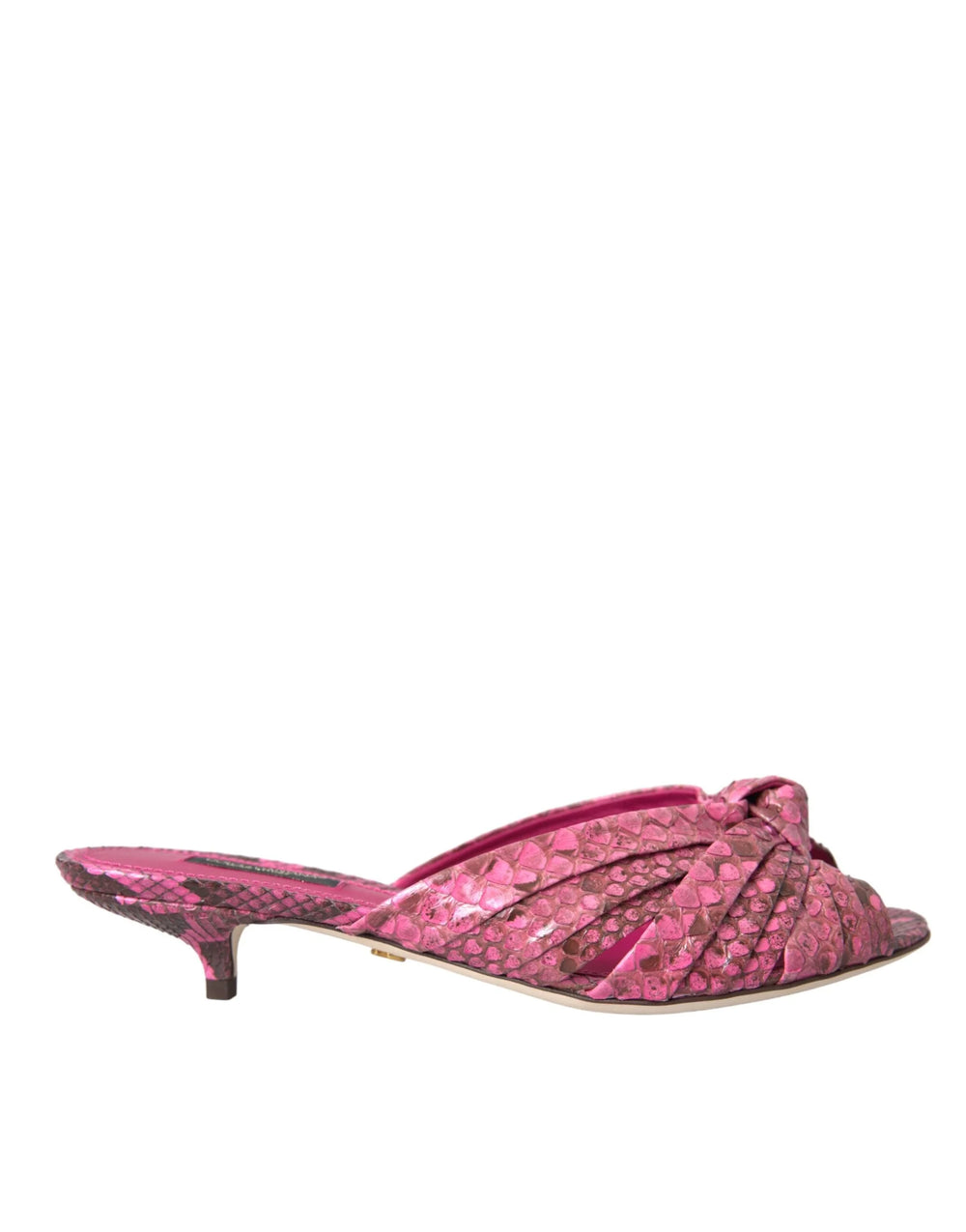 Dolce & Gabbana Pink Exotic Leather Kitten Heels Slides Shoes - Sandals