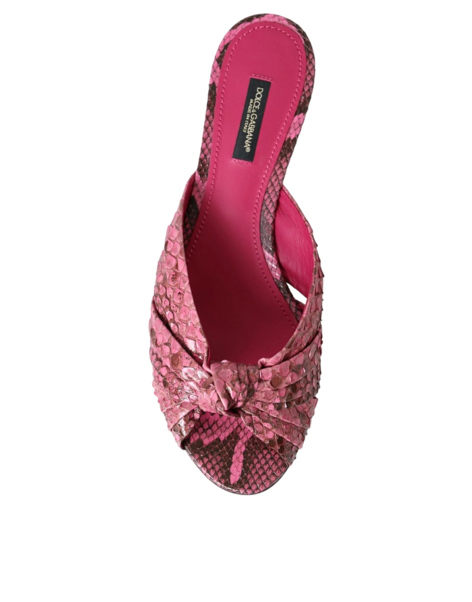Dolce & Gabbana Pink Exotic Leather Kitten Heels Slides Shoes - Sandals