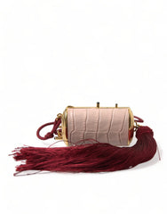 Dolce & Gabbana Pink Exotic Leather Mini Mirror Tassel Makeup Bag - Makeup Bags