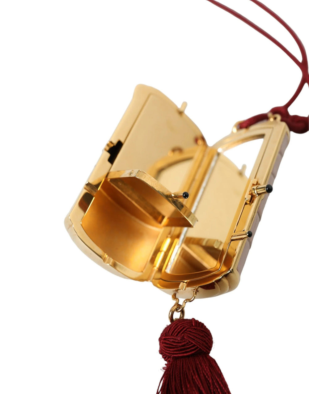 Dolce & Gabbana Pink Exotic Leather Mini Mirror Tassel Makeup Bag - Makeup Bags