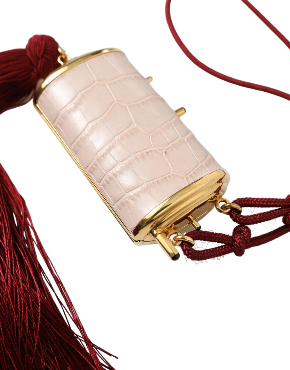 Dolce & Gabbana Pink Exotic Leather Mini Mirror Tassel Makeup Bag - Makeup Bags