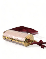 Dolce & Gabbana Pink Exotic Leather Mini Mirror Tassel Makeup Bag - Makeup Bags