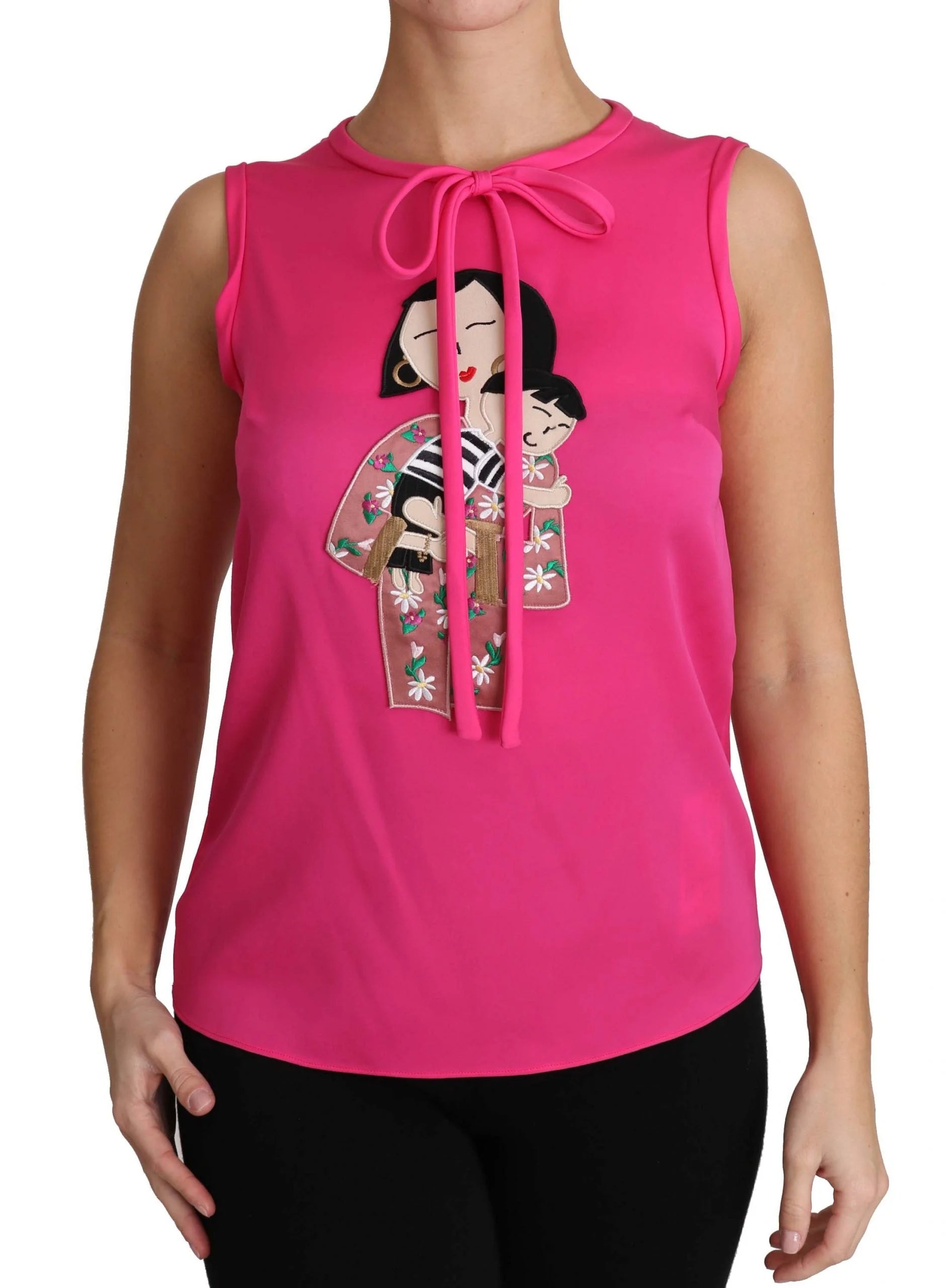 Dolce & Gabbana Pink Family Silk Tank Mama Blouse Top Shirt - Tank Tops