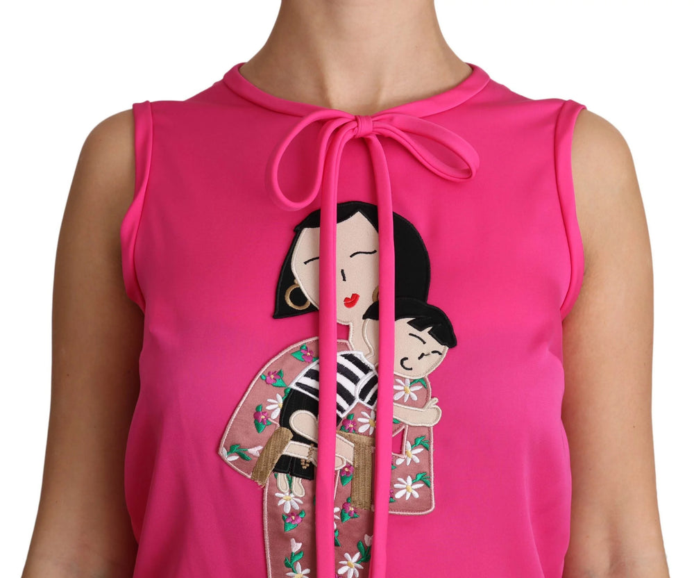 Dolce & Gabbana Pink Family Silk Tank Mama Blouse Top Shirt - Tank Tops