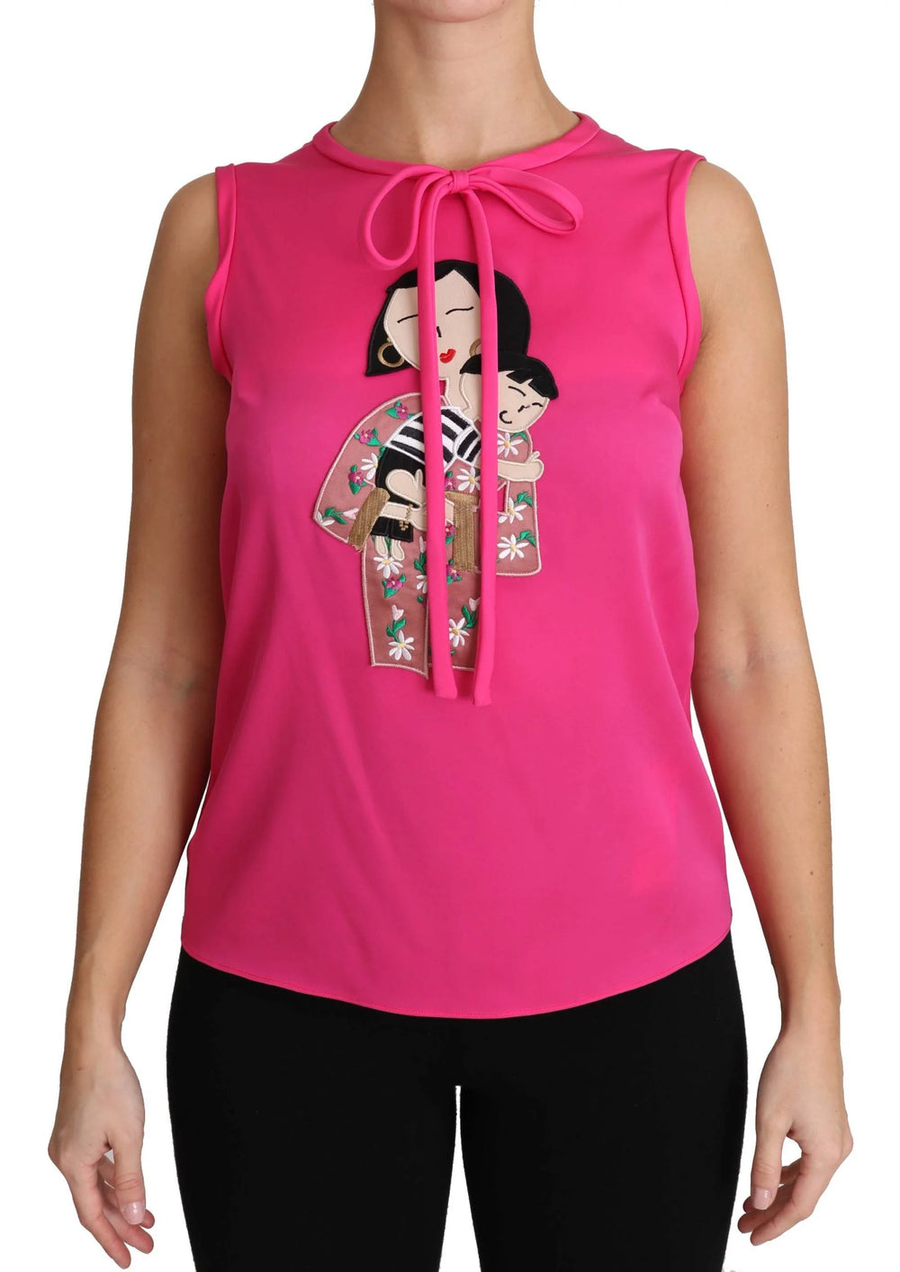 Dolce & Gabbana Pink Family Silk Tank Mama Blouse Top Shirt - Tank Tops