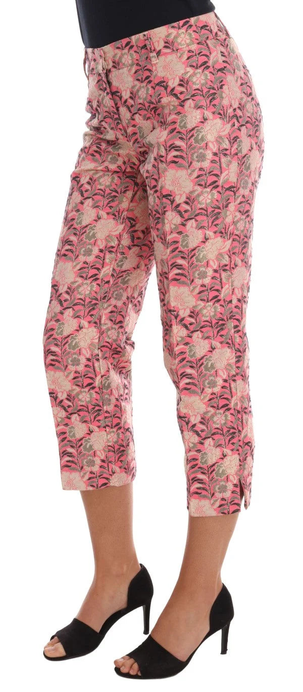 Dolce & Gabbana Pink Floral Brocade Capri Pants - Trousers