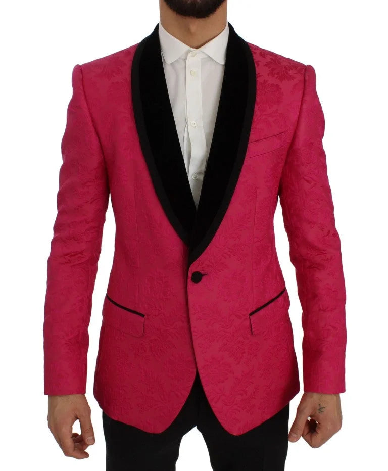 Dolce & Gabbana Pink Floral Brocade Slim Blazer Jacket - IT44 | XS - Sport Jackets