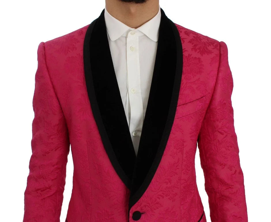 Dolce & Gabbana Pink Floral Brocade Slim Blazer Jacket - IT44 | XS - Sport Jackets