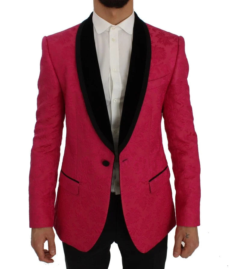 Dolce & Gabbana Pink Floral Brocade Slim Blazer Jacket - IT44 | XS - Sport Jackets